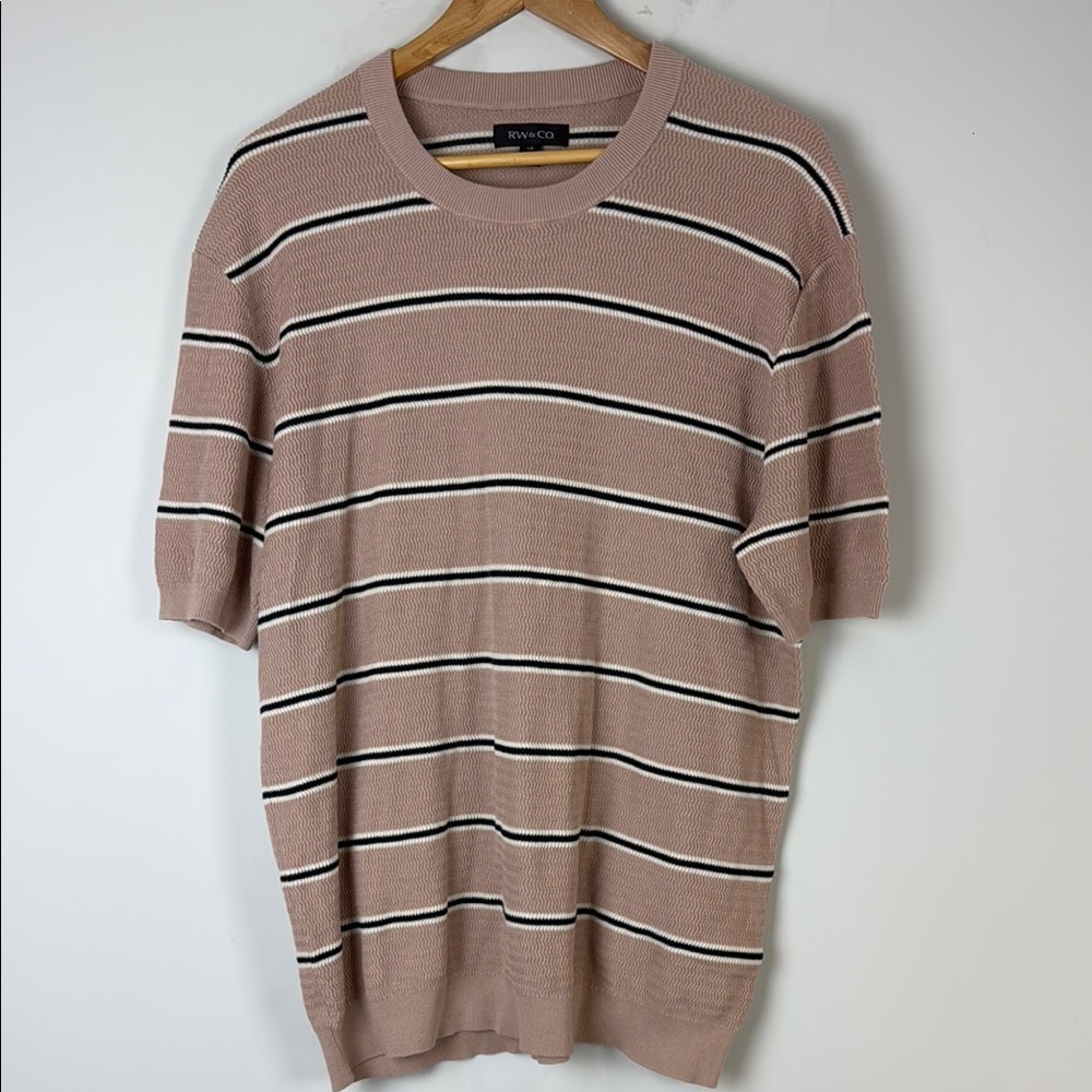 RW&CO. Pink and Blue Crew Neck Sweater Size Large